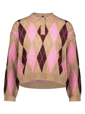 ONLY Sweter w kolorze jasnobrązowo-jasnoróżowo-fioletowym rozmiar: S