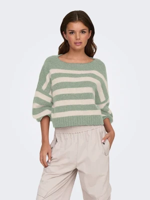 ONLY Sweter w kolorze jasnozielono-kremowym rozmiar: XL