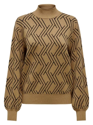 ONLY Sweter w kolorze karmelowo-czarnym rozmiar: XS