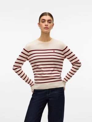 ONLY Sweter w kolorze kremowo-bordowym rozmiar: L