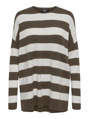 ONLY Sweter w kolorze kremowo-ciemnobrązowym rozmiar: S