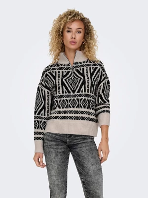 ONLY Sweter w kolorze kremowo-czarnym rozmiar: XS