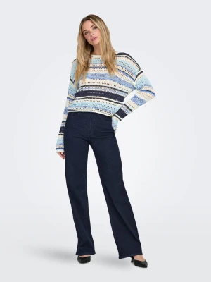 ONLY Sweter w kolorze niebiesko-kremowym rozmiar: L