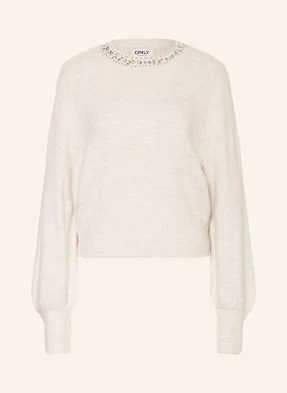 Only Sweter Z Ozdobnymi Kamykami I Ozdobnymi Perełkami beige