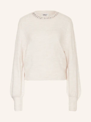 Only Sweter Z Ozdobnymi Kamykami I Ozdobnymi Perełkami beige