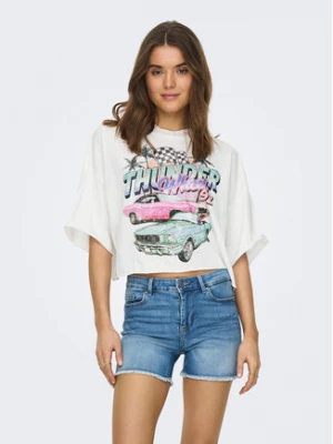 ONLY T-Shirt 15290548 Biały Cropped Fit