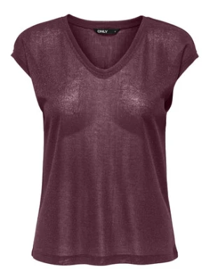 ONLY T-Shirt Silvery 15136069 Bordowy Loose Fit