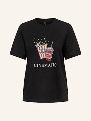 Only T-Shirt Z Cekinami schwarz czarny