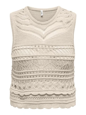 ONLY Top "Paula" w kolorze beżowym rozmiar: M