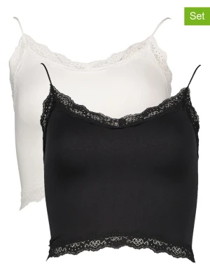ONLY Topy (2 szt.) w kolorze czarnym i białym rozmiar: M/L