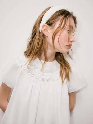 Opaska bawełniana z haftem biały - Dzieci - Rozmiar uniwersalny - MANGO KIDS