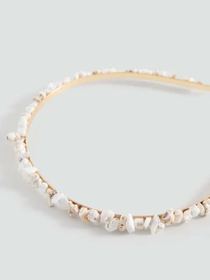 Opaska do włosów z koralikami kremowy / écru - Dzieci - Rozmiar uniwersalny - MANGO KIDS