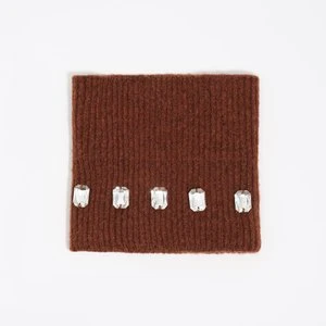 Opaska z dzianiny i kryształków w kolorze brązowym BIMBA Y LOLA