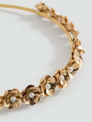 Opaska z kwiatami i koralikami złoty - Dzieci - Rozmiar uniwersalny - MANGO KIDS