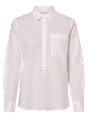 Opus Damska bluzka koszulowa z lnem - Freppa Kobiety Bawełna biały jednolity,