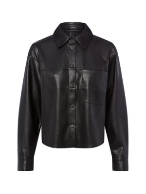 Opus Damska bluzka koszulowa ze sztucznej skóry Fedgy Kobiety Sztuczna skóra czarny jednolity,