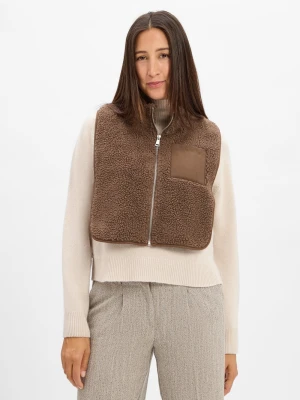 Opus Damska kamizelka z pluszowego futra - Atuba Kobiety brązowy jednolity,