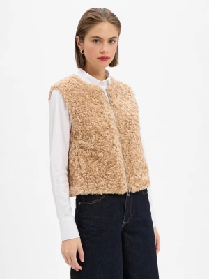 Opus Damska kamizelka z pluszowego futra - Wahida Kobiety brązowy jednolity,