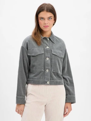 Opus Damska kurtka sztruksowa - Honnja Kobiety Bawełna szary wypukły wzór tkaniny,