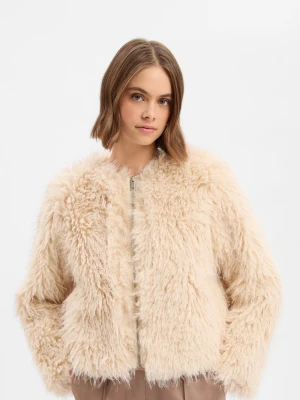 Opus Damska kurtka ze sztucznego futra - Heti Kobiety Sztuczne włókno beżowy jednolity,