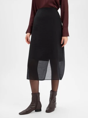 Opus Damska spódnica midi - Renny Kobiety Sztuczne włókno czarny jednolity,