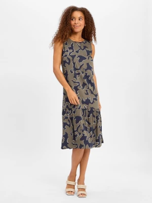 Opus Damska sukienka casual - Wicy wildflower Kobiety wiskoza niebieski|zielony wzorzysty,
