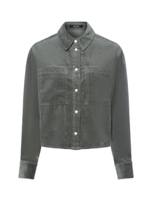 Opus Damska sztruksowa bluzka koszulowa Kobiety Sztruks zielony jednolity,