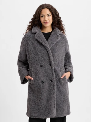 Opus Damski pluszowy płaszcz - Honise Kobiety Sztuczne włókno szary jednolity,