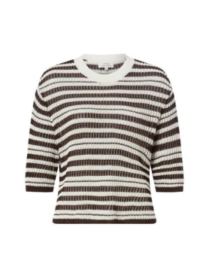 Opus Damski sweter z krótkim rękawem - Punny Kobiety biały w paski,