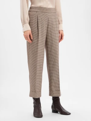 Opus Damskie spodnie materiałowe - Maikito Pepita Kobiety brązowy|beżowy wzorzysty,
