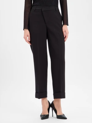 Opus Damskie spodnie materiałowe - Meeri crisscross Kobiety czarny jednolity,