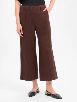 Opus Damskie spodnie materiałowe z zawartością lnu - Meeri Breath Kobiety Bawełna brązowy,