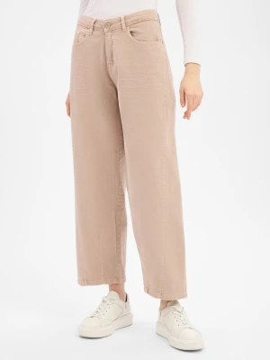 Opus Dżinsy barrel - Lolah edgy Kobiety Bawełna beżowy jednolity,