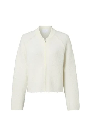 Opus Kardigan damski z wełną - Delny Kobiety Sztuczne włókno biały jednolity,