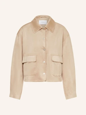 Opus Overjacket Jelis Z Imitacji Skóry beige