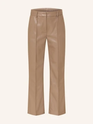 Opus Pants Spodnie Luane W Stylu Skórzanym beige