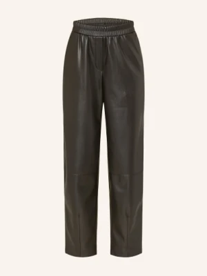 Opus Spodnie Myha Edgy W Stylu Skórzanym schwarz