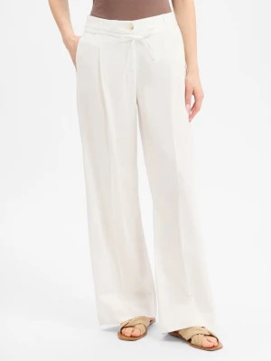 Opus Spodnie z lnem - Meeri coastal Kobiety Bawełna biały,