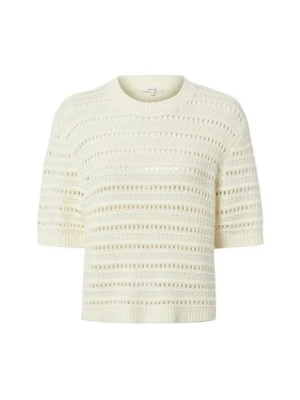 Opus Sweter damski z dzianiny - Ploomina Kobiety Bawełna biały,