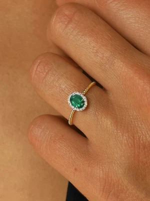 OR Carats Złoty pierścionek z diamentem i kamieniem szlachetnym rozmiar: 56