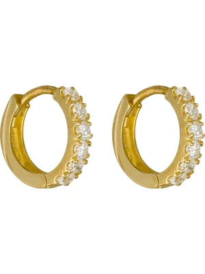 OR ÉCLAT Złote kolczyki-kreole "Quality" z cyrkoniami rozmiar: onesize