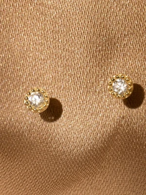 OR ÉCLAT Złote kolczyki-wkrętki "Petits Ronds" z cyrkoniami rozmiar: onesize