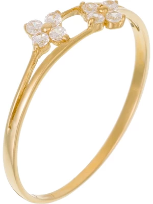 L instant d Or Złoty pierścionek "Rencontre florale" z cyrkoniami rozmiar: 56