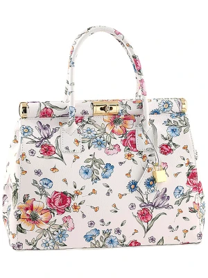 ORE10 Skórzana torebka "Cesena" w kolorze białym ze wzorem - 35 x 28 x 16 cm rozmiar: onesize