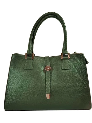 ORE10 Skórzana torebka "Mida" w kolorze zielonym - 35 x 25 x 11 cm rozmiar: onesize