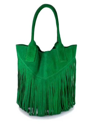 ORE10 Skórzana torebka "Rabar" w kolorze zielonym - 36 x 45 x 19 cm rozmiar: onesize