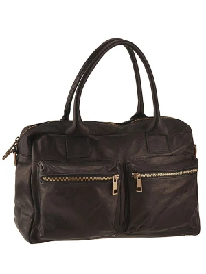 ORE10 Skórzana torebka "Starna" w kolorze czarnym - 34 x 26 x 14 cm rozmiar: onesize