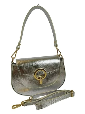 ORE10 Skórzana torebka "Stross" w kolorze srebrnym - 24 x 16 x 5 cm rozmiar: onesize