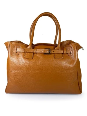 ORE10 Skórzana torebka "Trast" w kolorze jasnobrązowym - 38 x 28 x 15 cm rozmiar: onesize