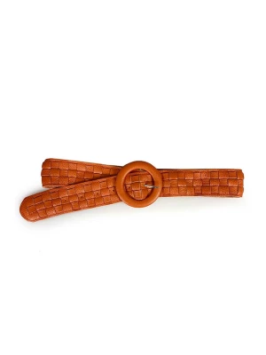 ORE10 Skórzany pasek "Cin" w kolorze pomarańczowym - dł. 107 rozmiar: onesize